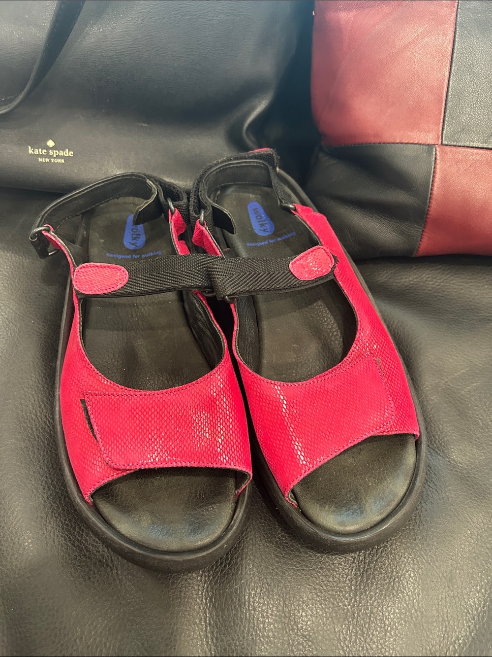 Wolky Kids Open-Toe Sandals in Bright Red with Black Straps